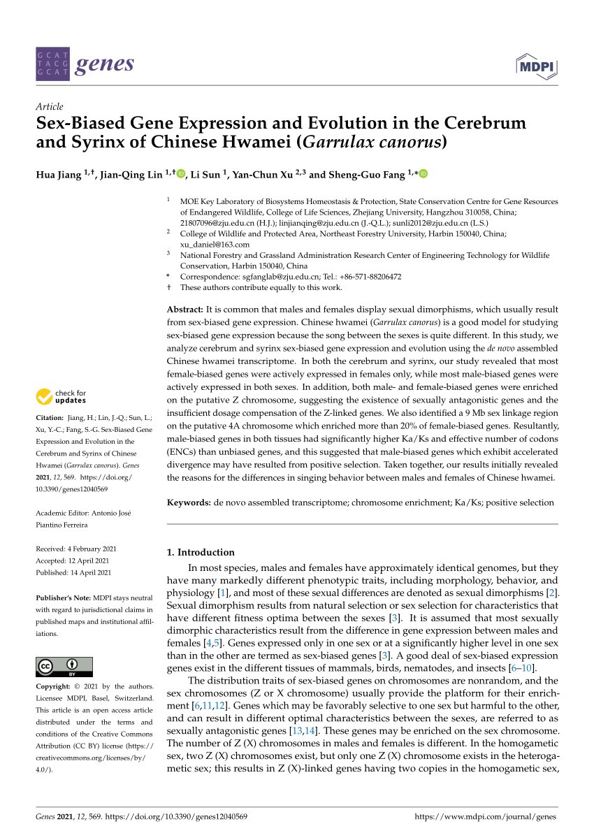 Pdf Sex Biased Gene Expression And Evolution In The Cerebrum And Syrinx Of Chinese Hwamei 2283