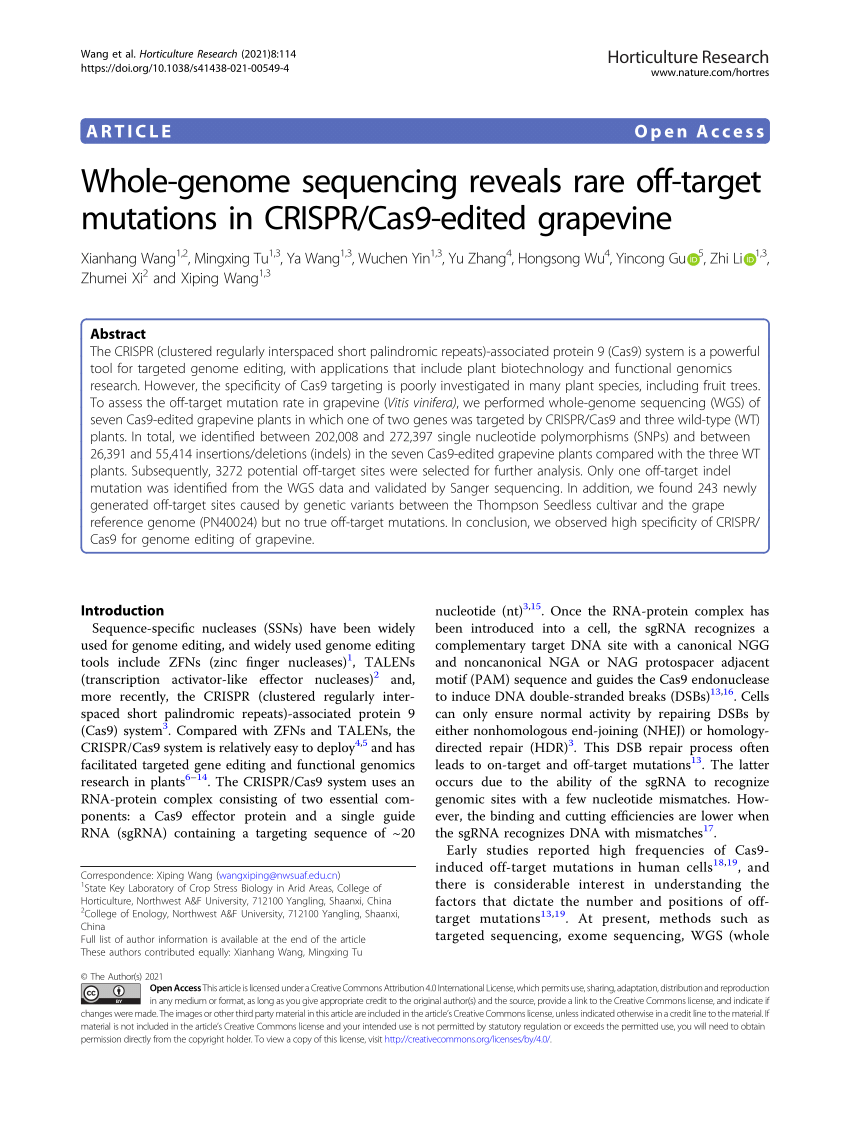 PDF) Whole-genome sequencing reveals rare off-target mutations in 