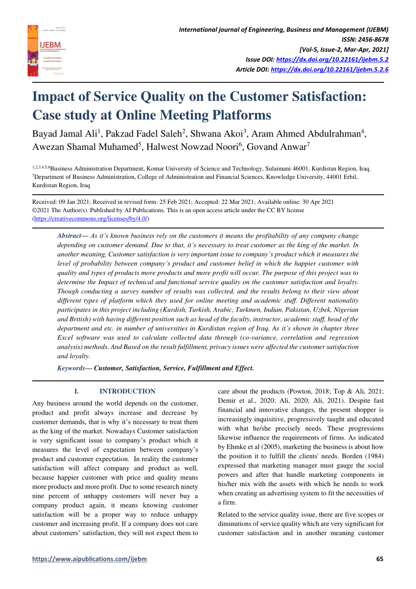 service quality and customer satisfaction research paper