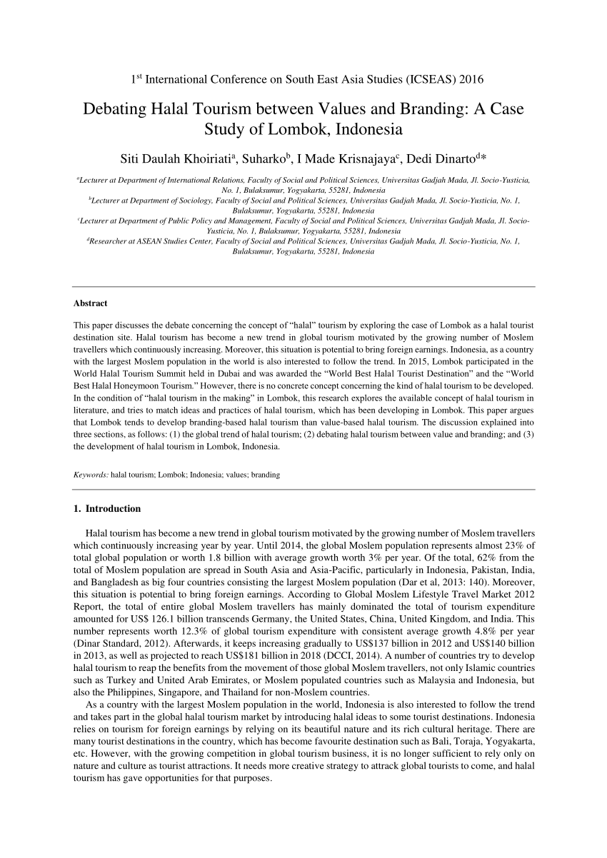 (PDF) Debating Halal Tourism between Values and Branding: A Case Study