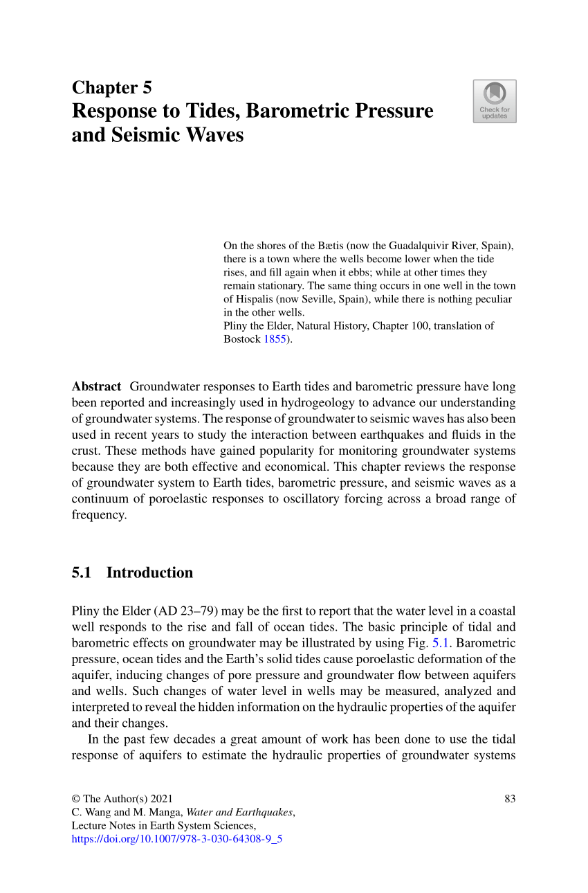 (PDF) Response to Tides, Barometric Pressure and Seismic Waves