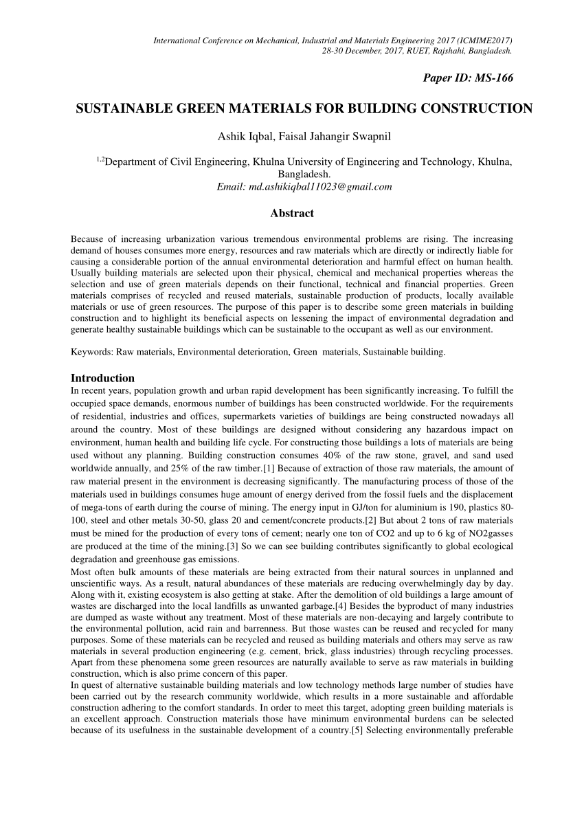 research paper on sustainable building