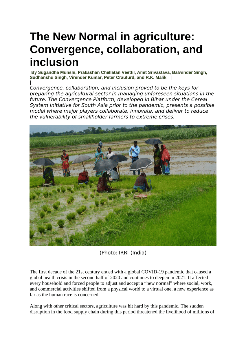 PDF) The New Normal in Agriculture :Convergence, Collaboration and  Inclusion  -in-agriculture-convergence-collaboration-and-inclusion