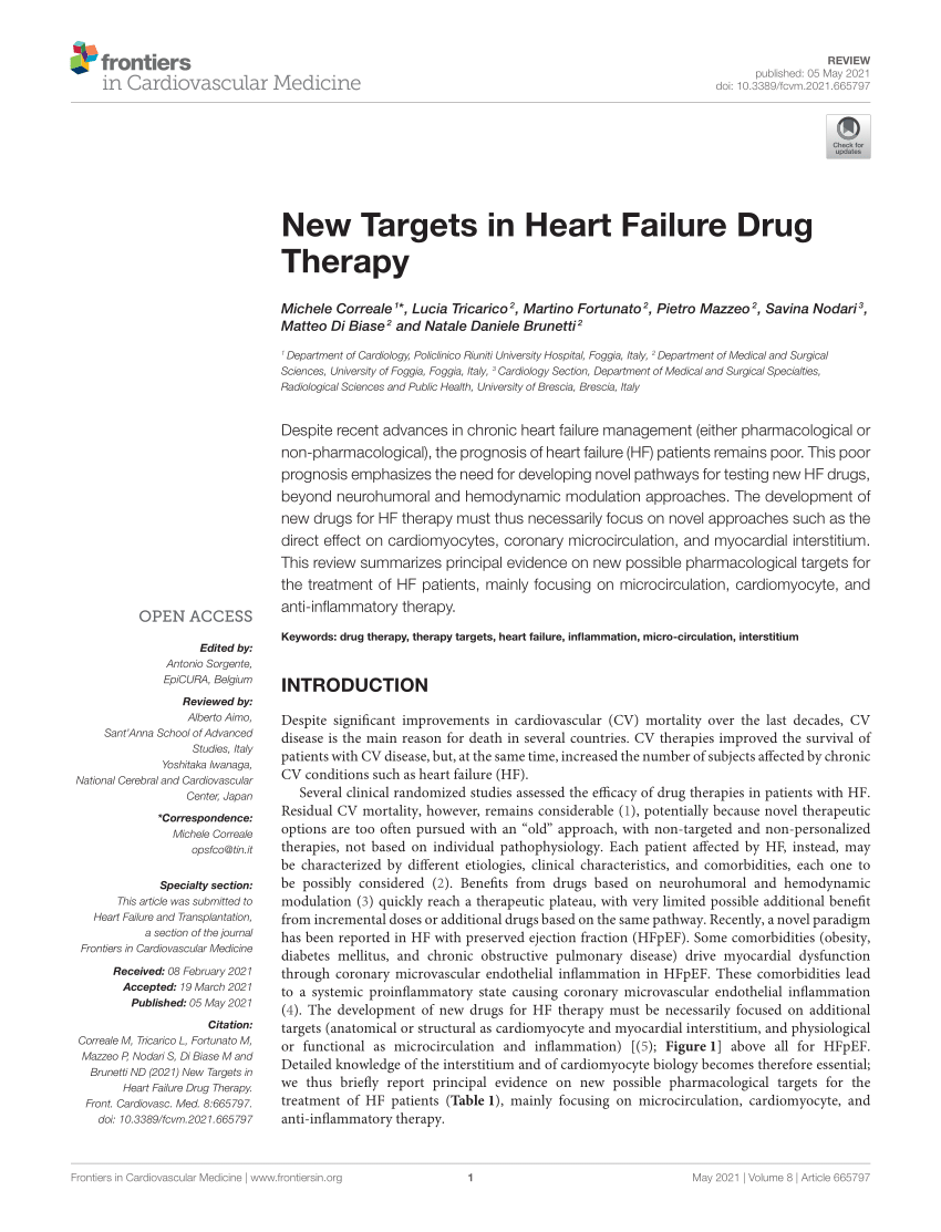 PDF New Targets in Heart Failure Drug Therapy