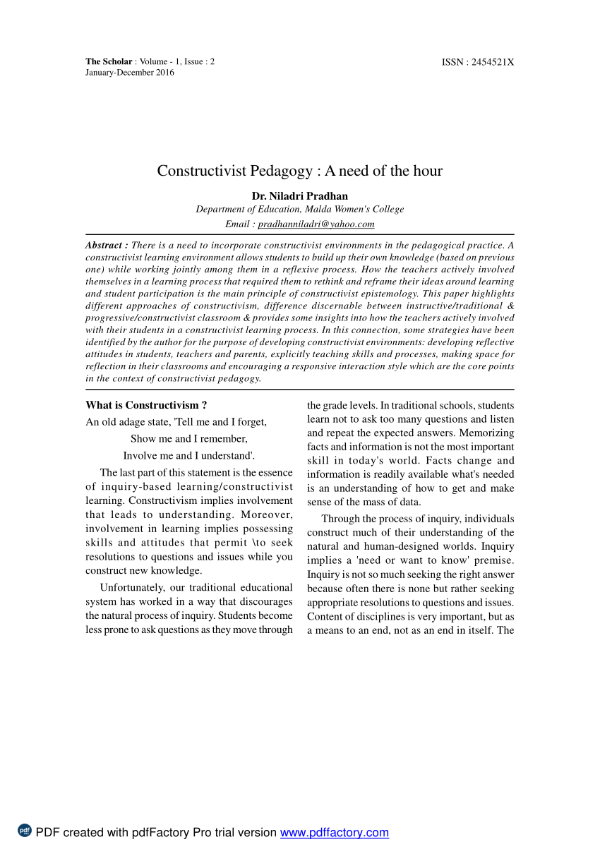 thesis argument about constructivist pedagogy