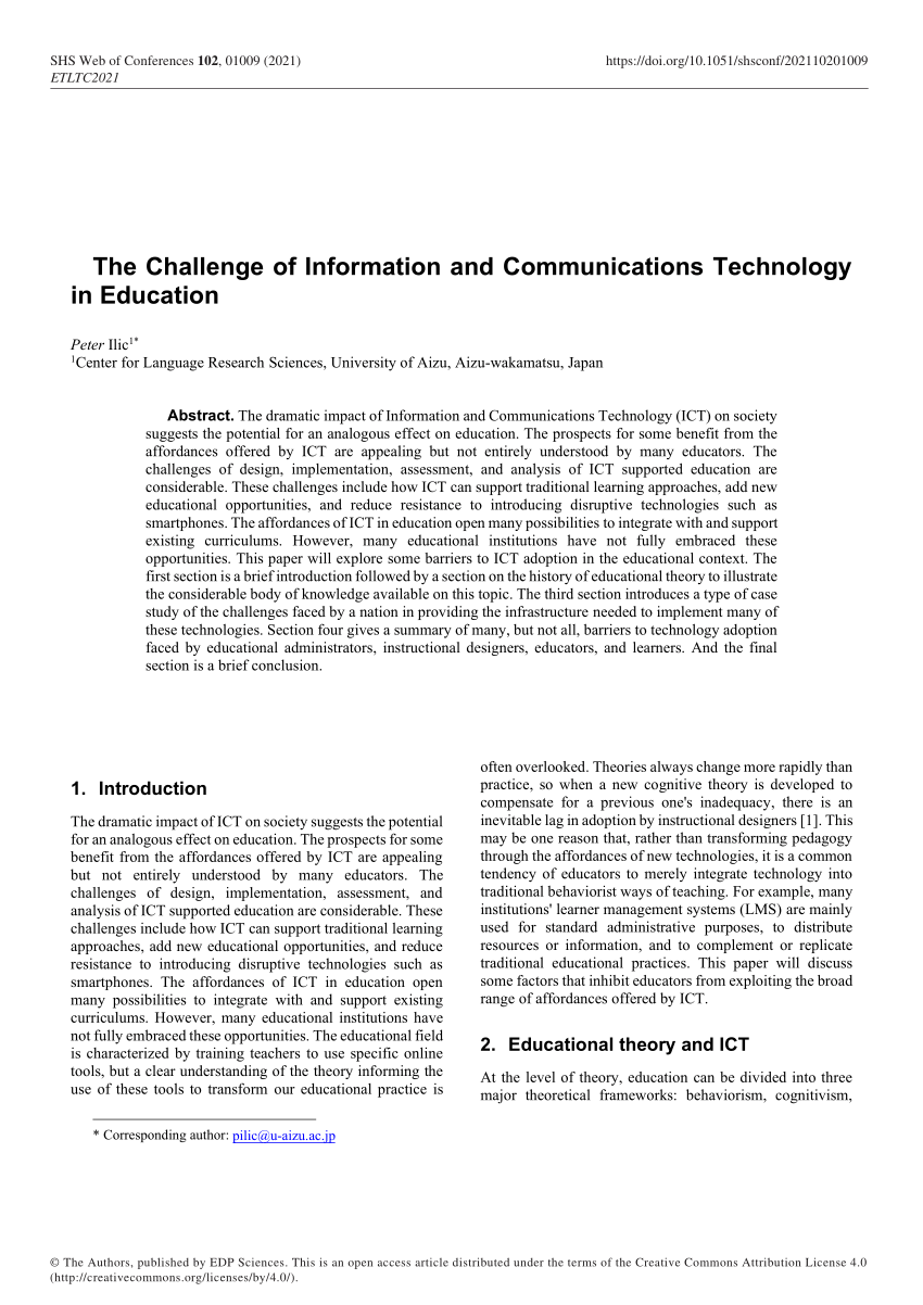 communication technology in education essay