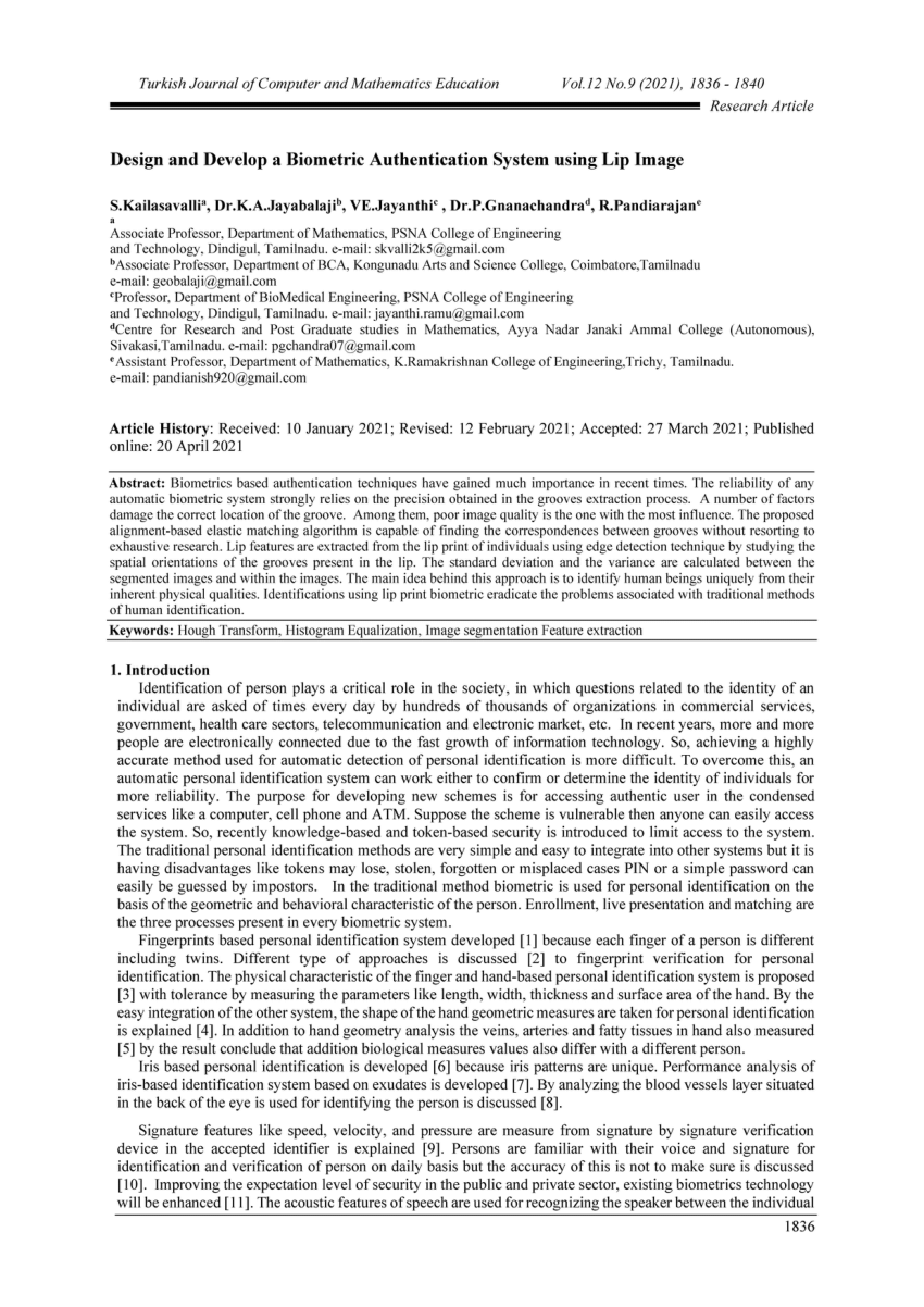 research paper on biometric technology