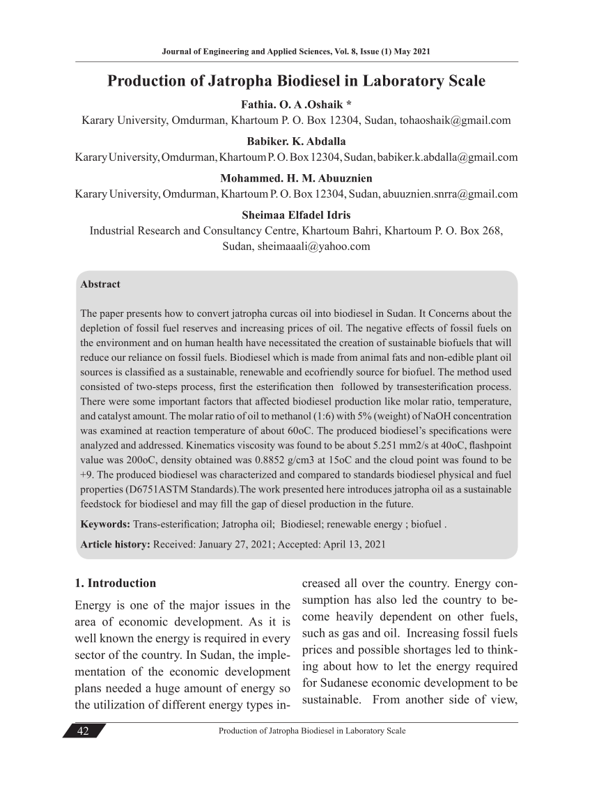 research paper on jatropha biodiesel