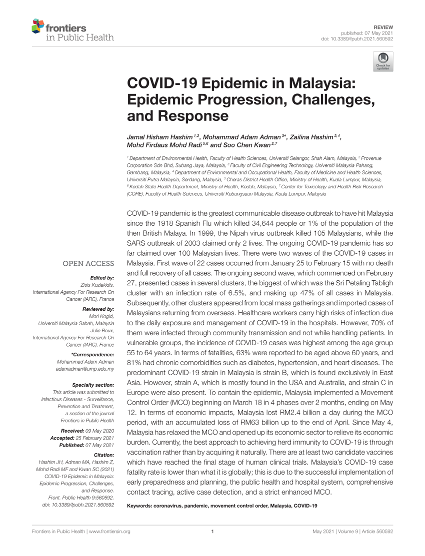 PDF) COVID-19 Epidemic in Malaysia: Epidemic Progression 