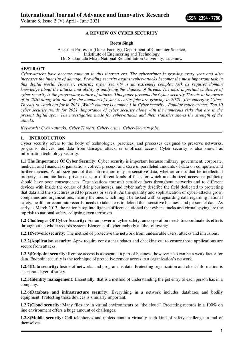 research paper on cyber security pdf 2021