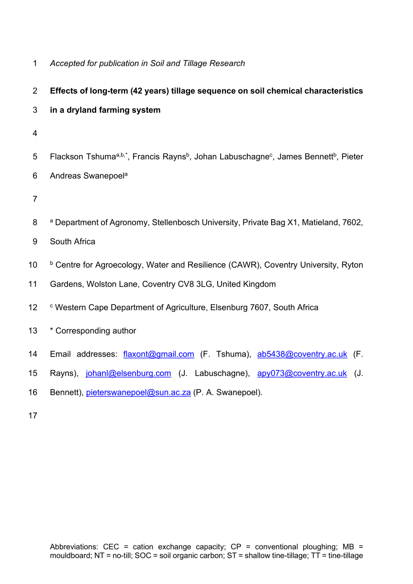 PDF) Effects of long-term (42 years) tillage sequence on soil