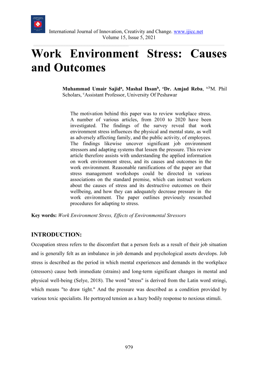 research paper on stress in the work