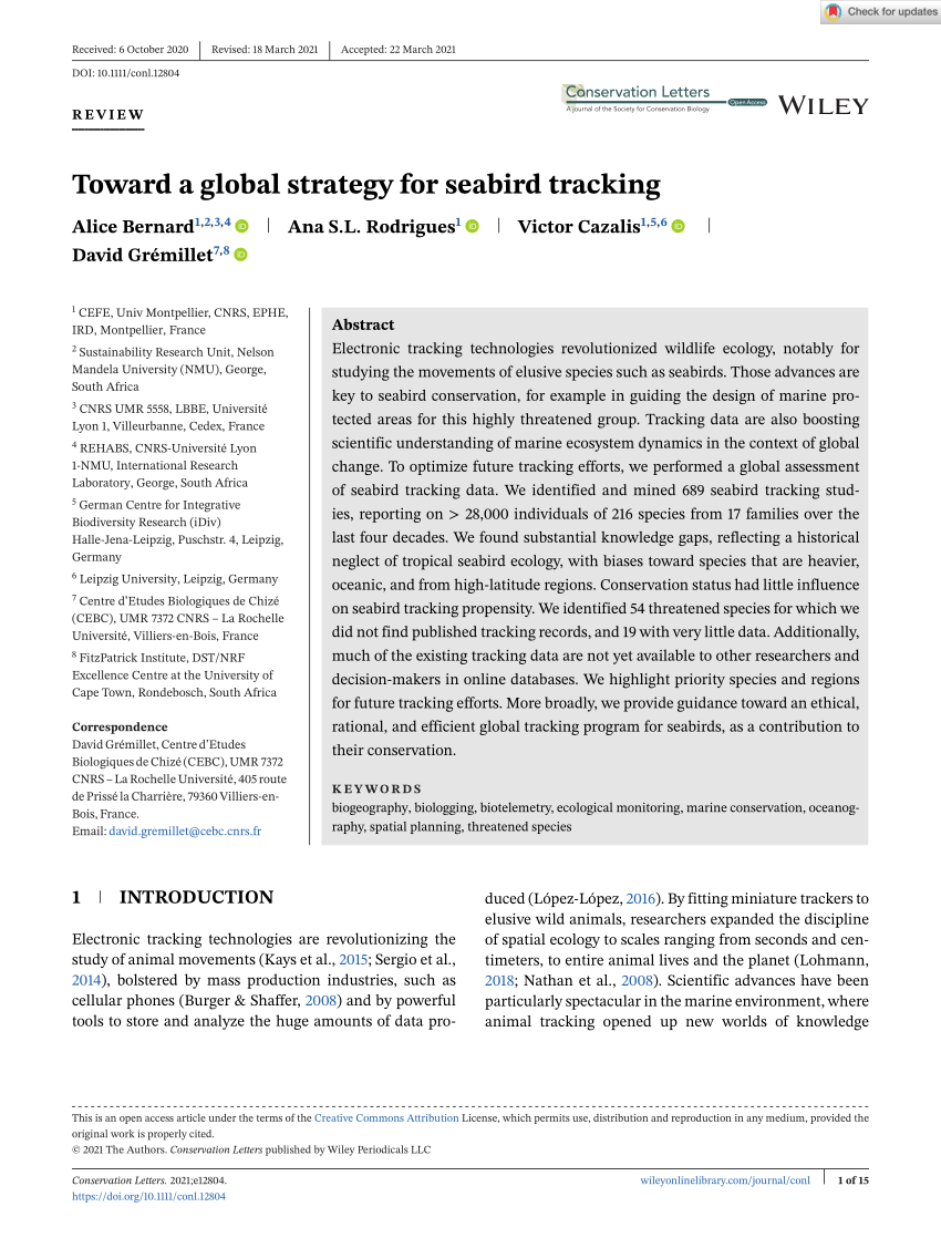 Pdf Toward A Global Strategy For Seabird Tracking