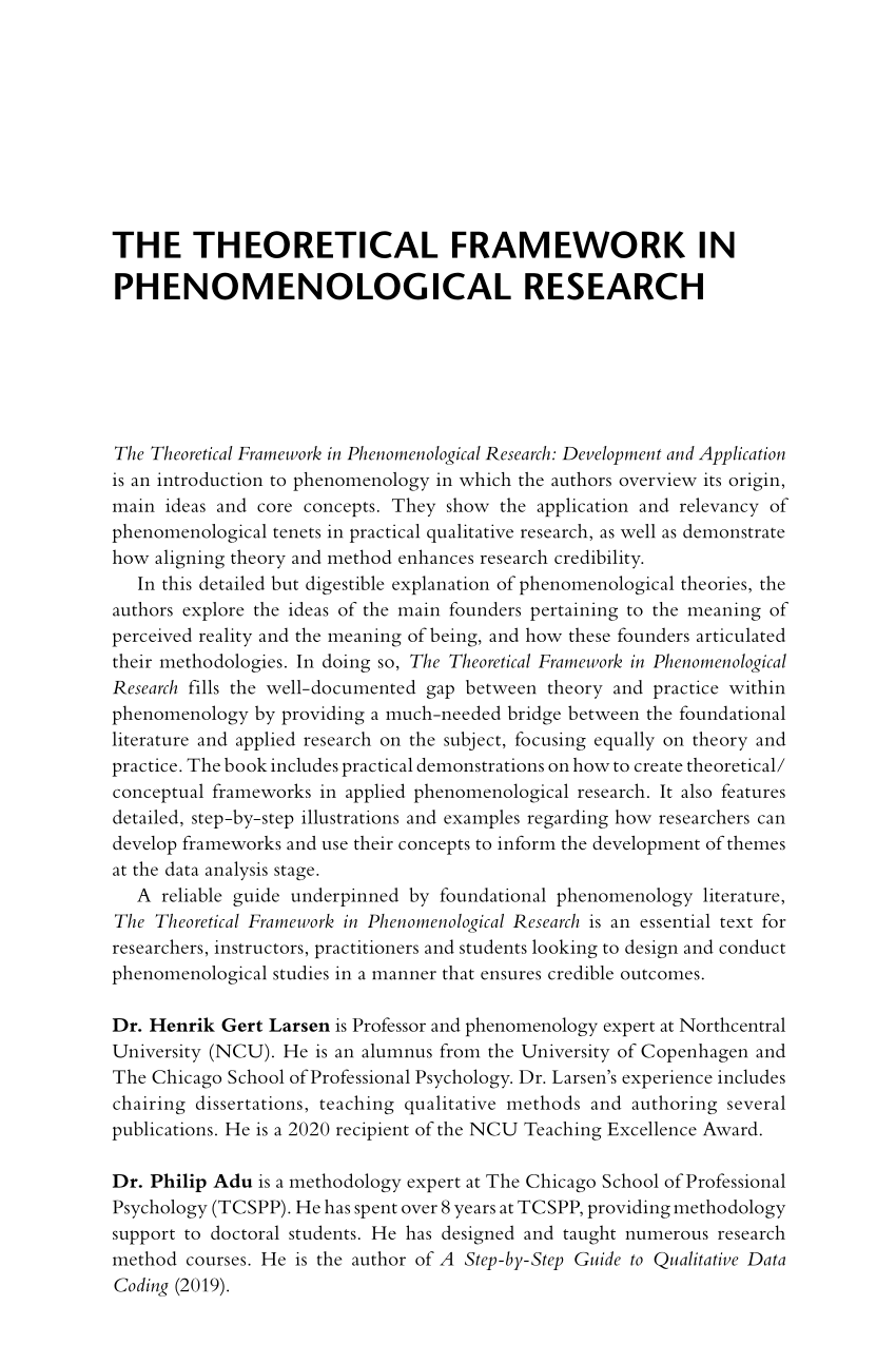 theoretical framework in phenomenological research