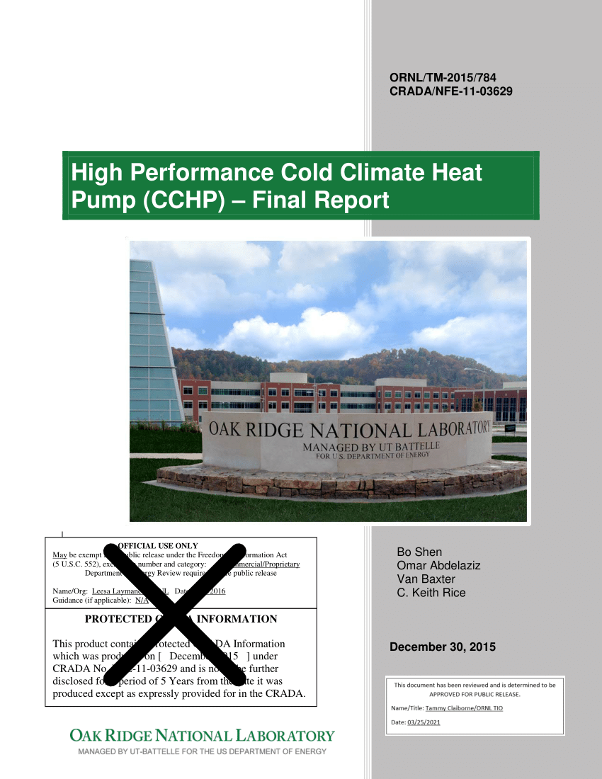 PDF) High Performance Cold Climate Heat Pump (CCHP) -Final Report