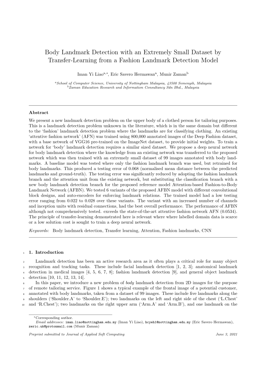 (PDF) Body Landmark Detection with Extremely Small Dataset