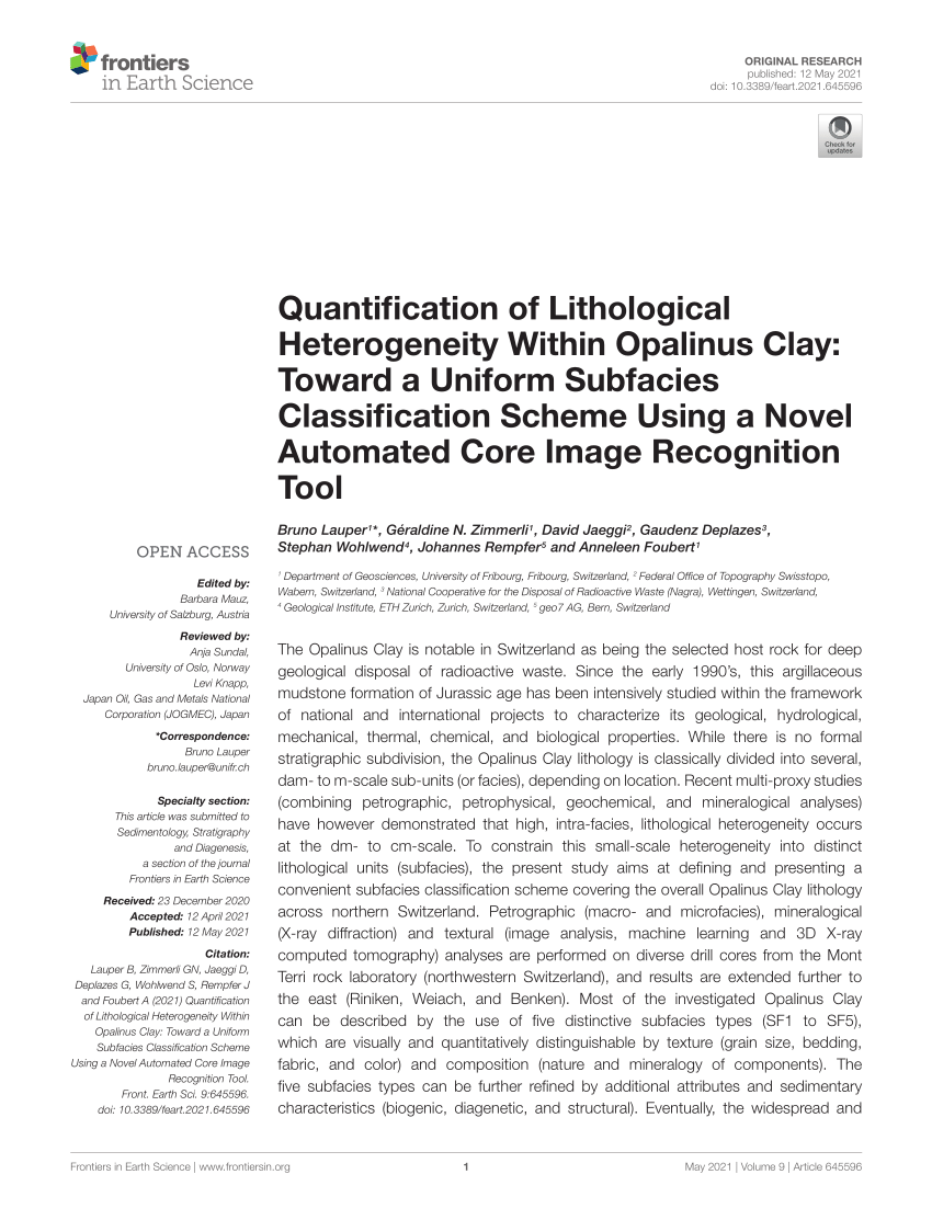PDF) Quantification of Lithological Heterogeneity Within Opalinus ...