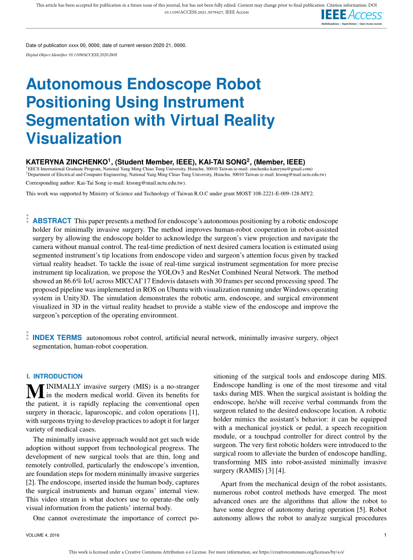 PDF) Autonomous Endoscope Robot Positioning Using Instrument ...
