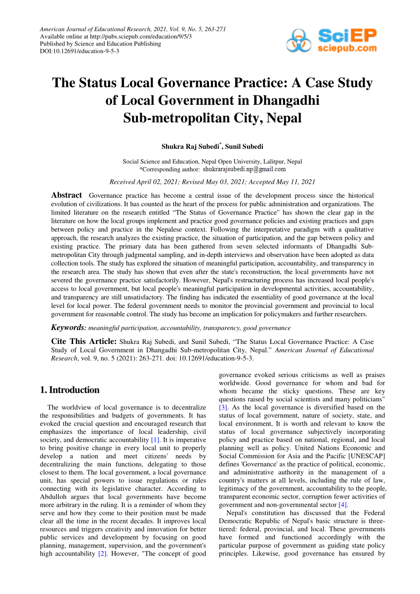 case study of local governance practice