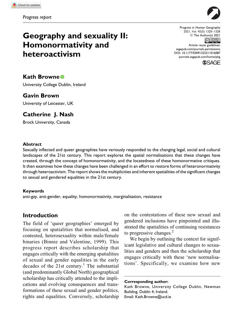 Pdf Geography And Sexuality Ii Homonormativity And Heteroactivism 0801