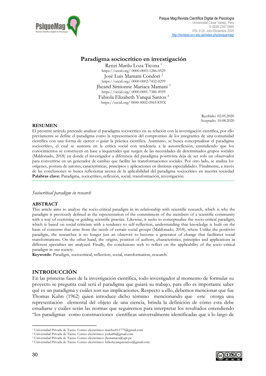 Pdf Paradigma Sociocrítico En Investigación