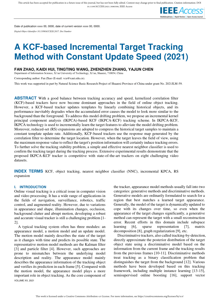 Pdf A Kcf Based Incremental Target Tracking Method With Constant Update Speed 21