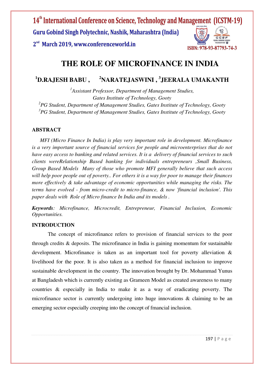 research paper on microfinance in india