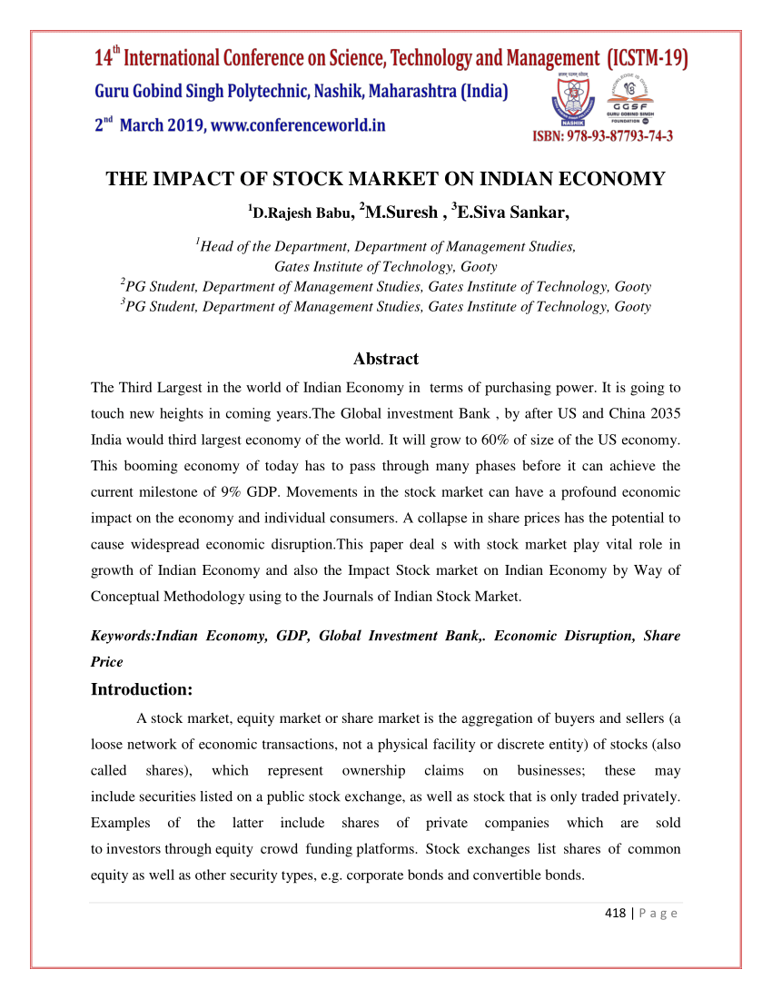 research paper on indian stock market