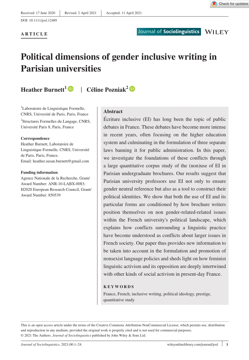 Full article: The Debate on Language and Gender in Italy, from the  Visibility of Women to Inclusive Language (1980s–2020s)