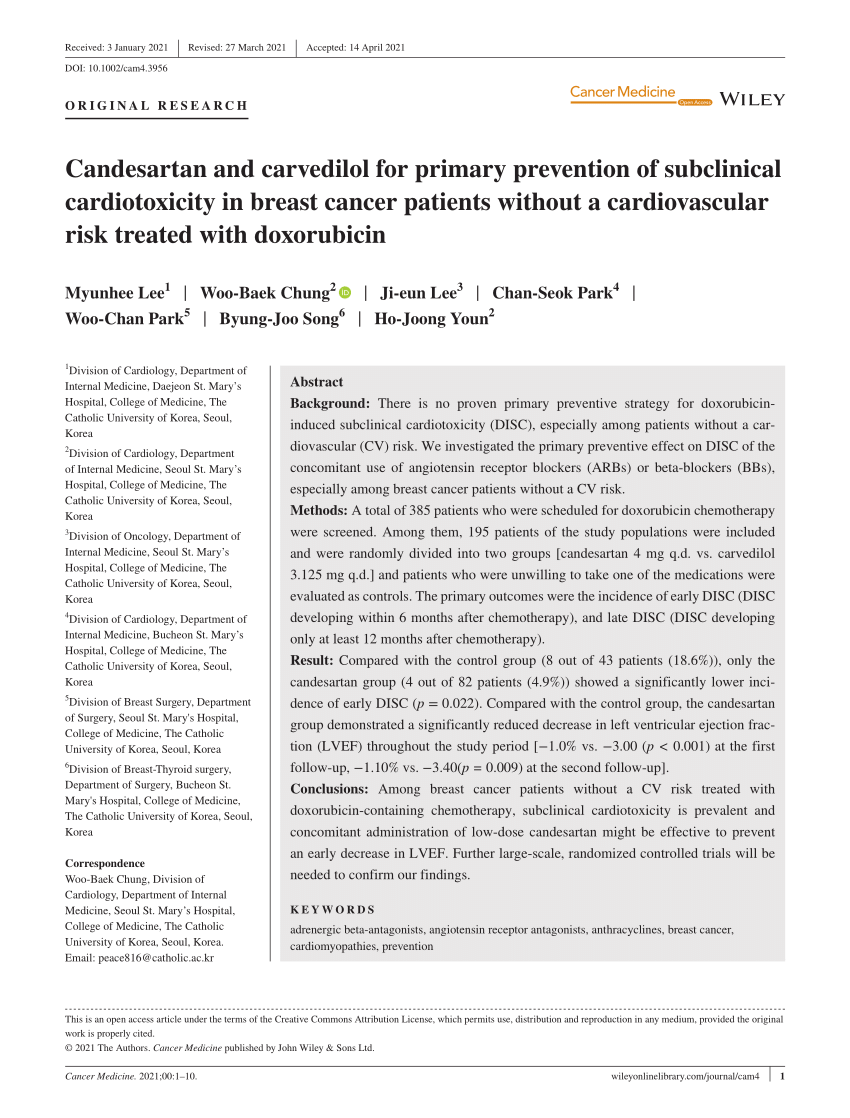 PDF Candesartan and carvedilol for primary prevention of