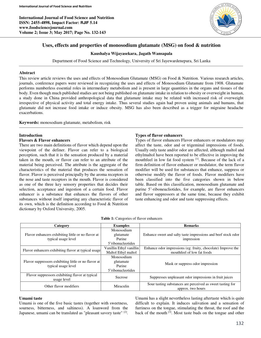 monosodium glutamate research paper pdf