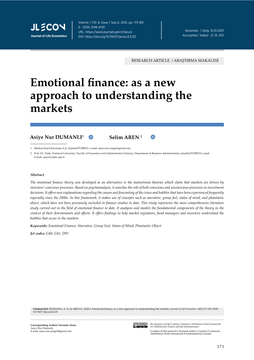 PDF) Emotional finance: as a new approach to understanding the markets