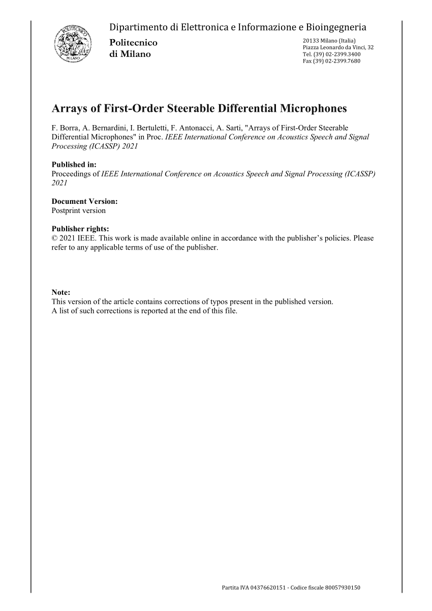 Design of Circular in Signa Arrays Springer Differential Topics Microphone