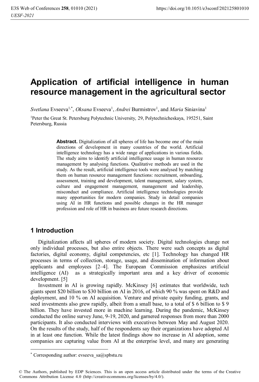 artificial intelligence in human resource management research paper