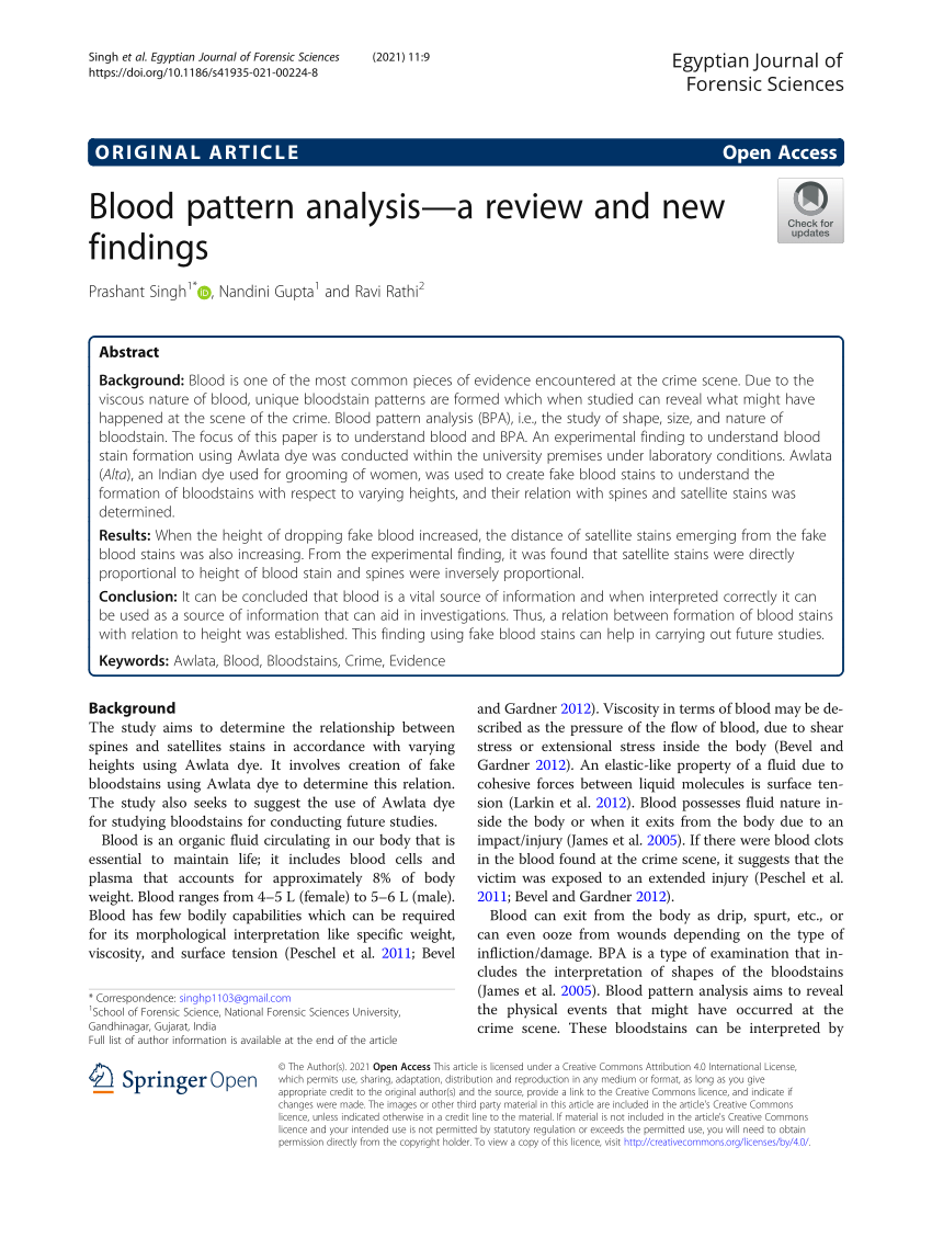 blood pattern analysis research paper