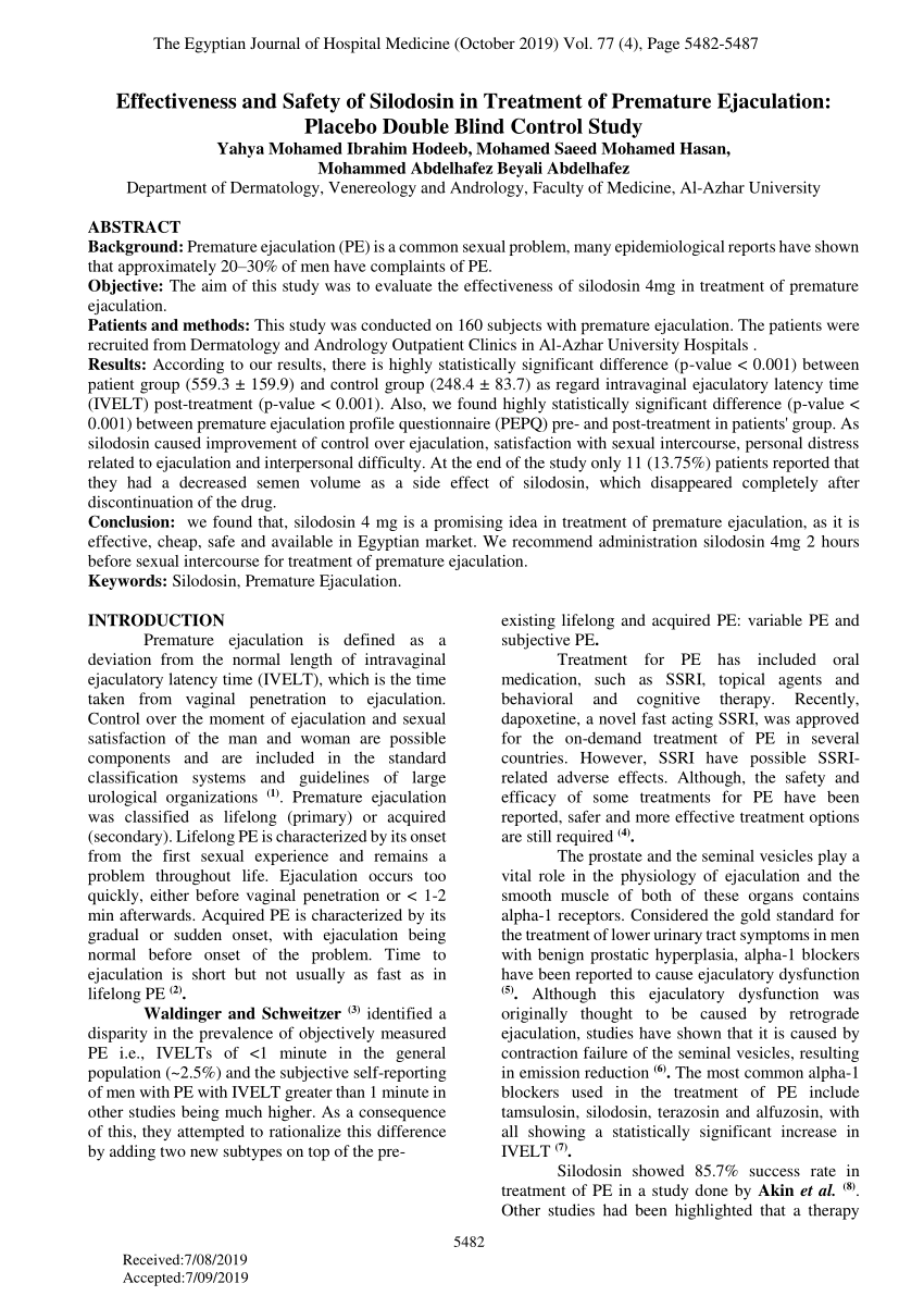 PDF Effectiveness and Safety of Silodosin in Treatment of