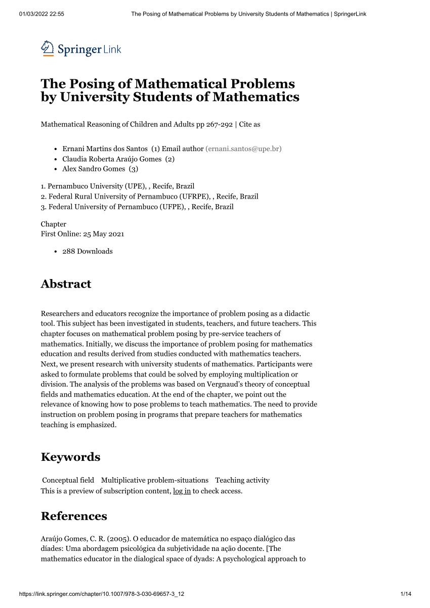 research paper on problem faced by students in learning mathematics