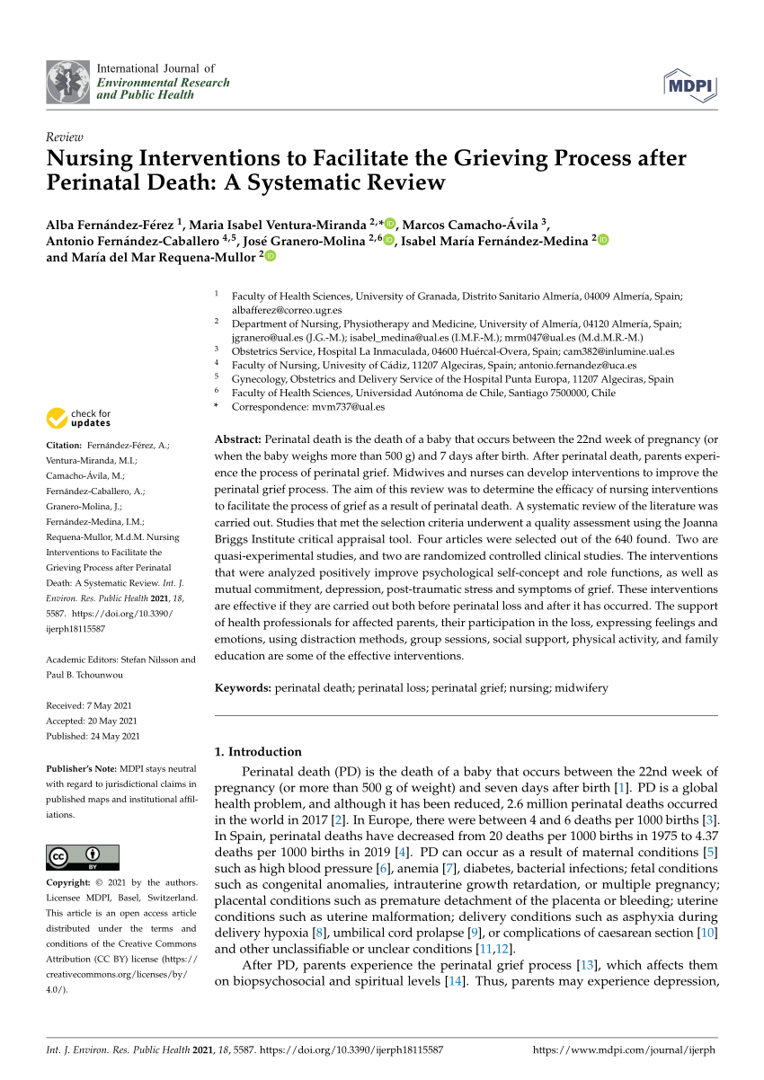 (PDF) Nursing Interventions to Facilitate the Grieving Process after ...