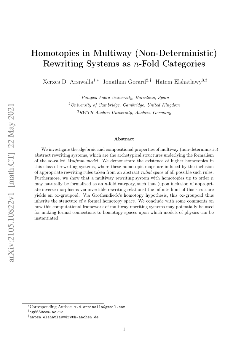 PDF) Homotopies in Multiway (Non-Deterministic) Rewriting Systems 