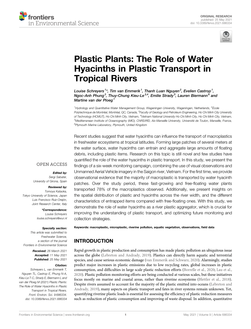 PDF) Plastic Plants: The Role of Water Hyacinths in Plastic ...