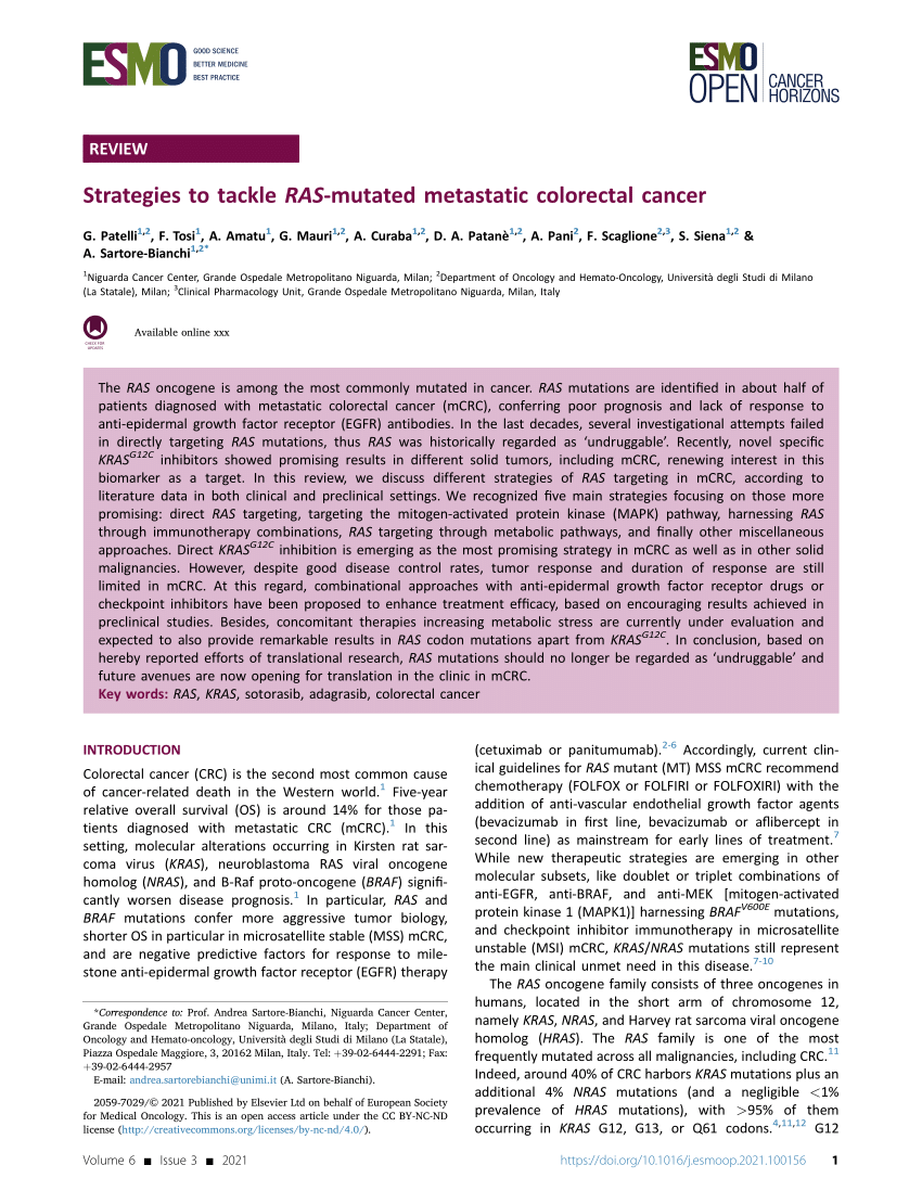 PDF) Strategies to tackle RAS-mutated metastatic colorectal cancer