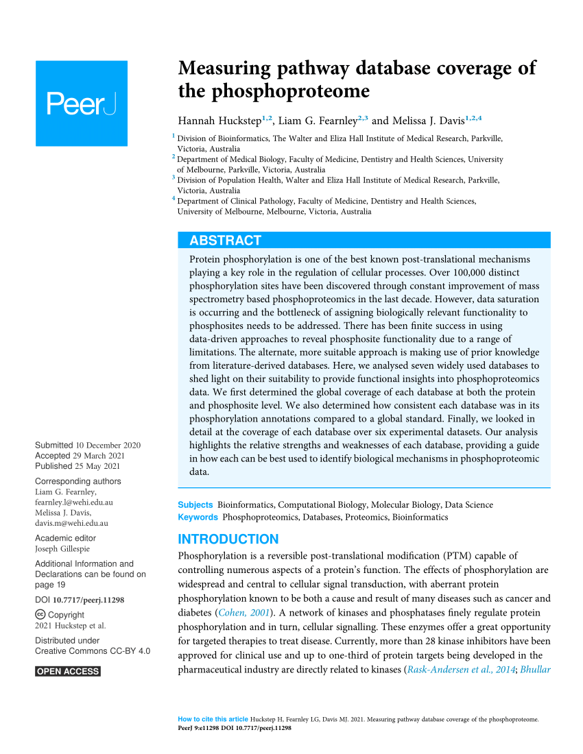 Pdf Measuring Pathway Database Coverage Of The Phosphoproteome