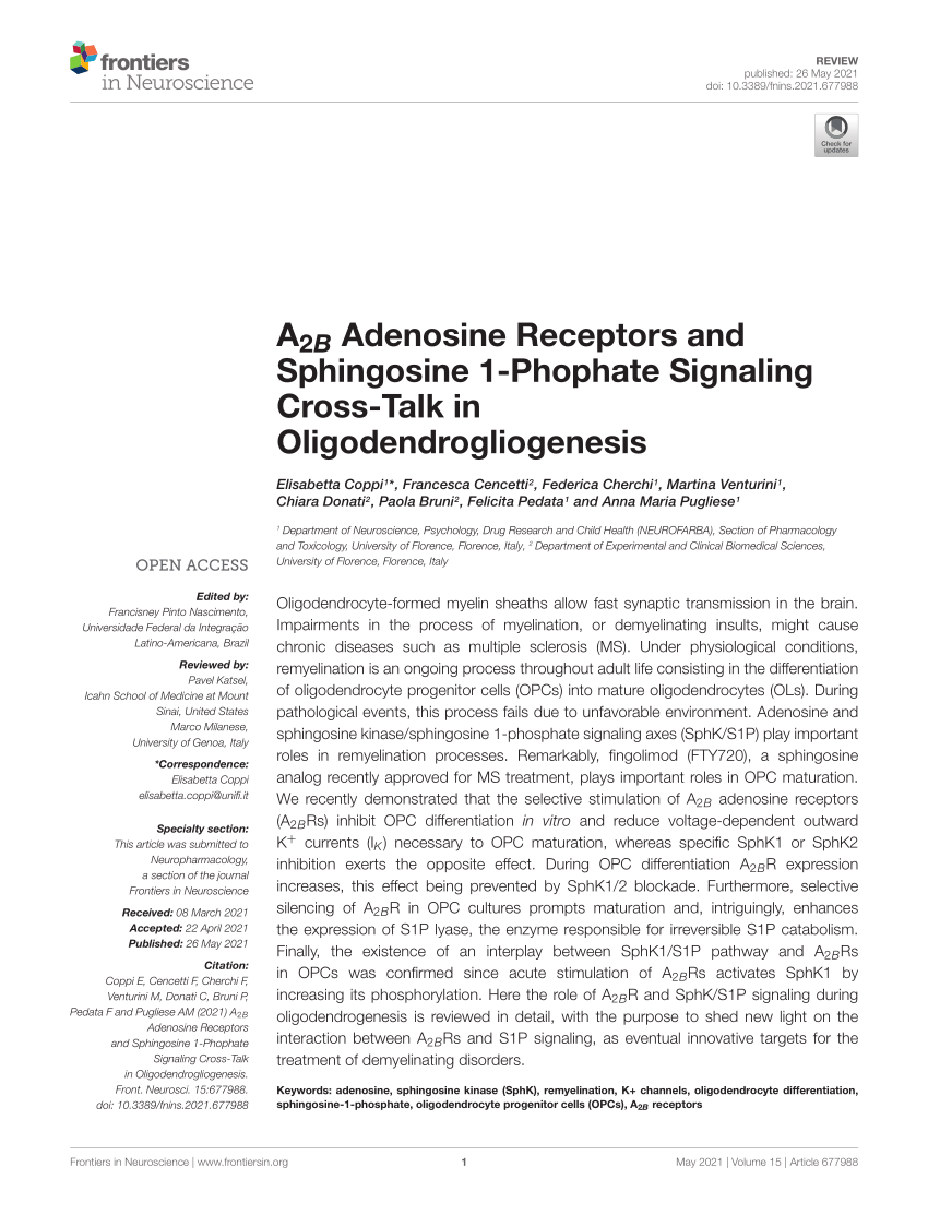 PDF) A2B Adenosine Receptors and Sphingosine 1-Phophate Signaling 