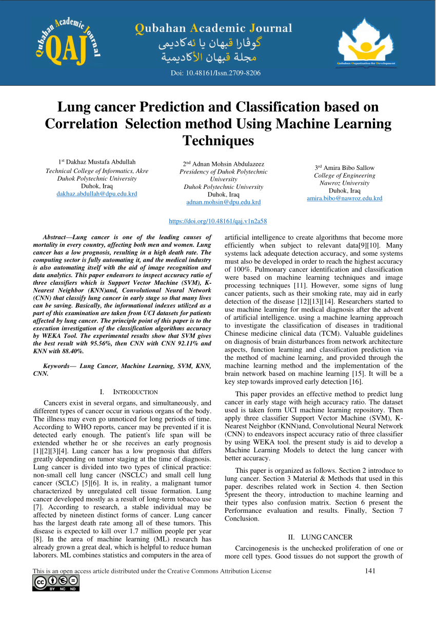 cancer prediction using machine learning research paper