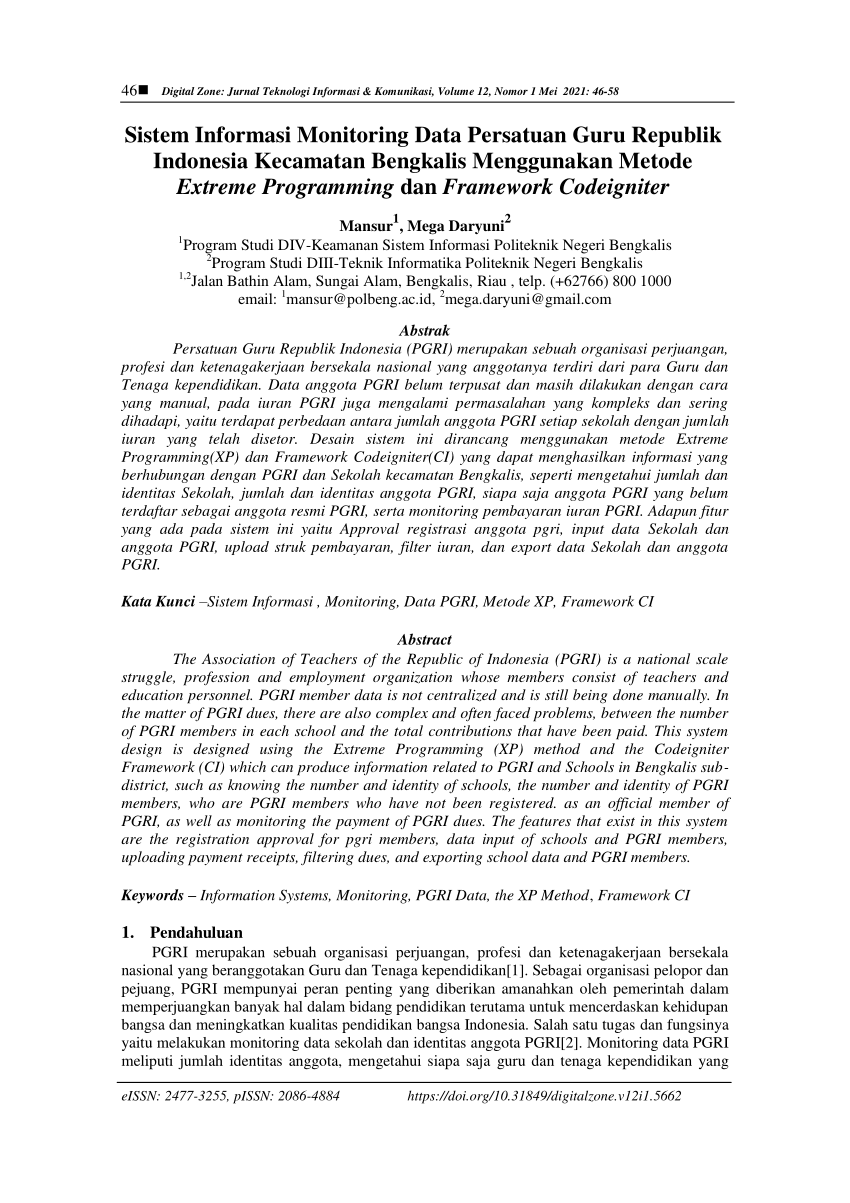 Pdf Monitoring Sistem Informasi Monitoring Data Pgri Kecamatan Bengkalis Menggunakan Metode 6836