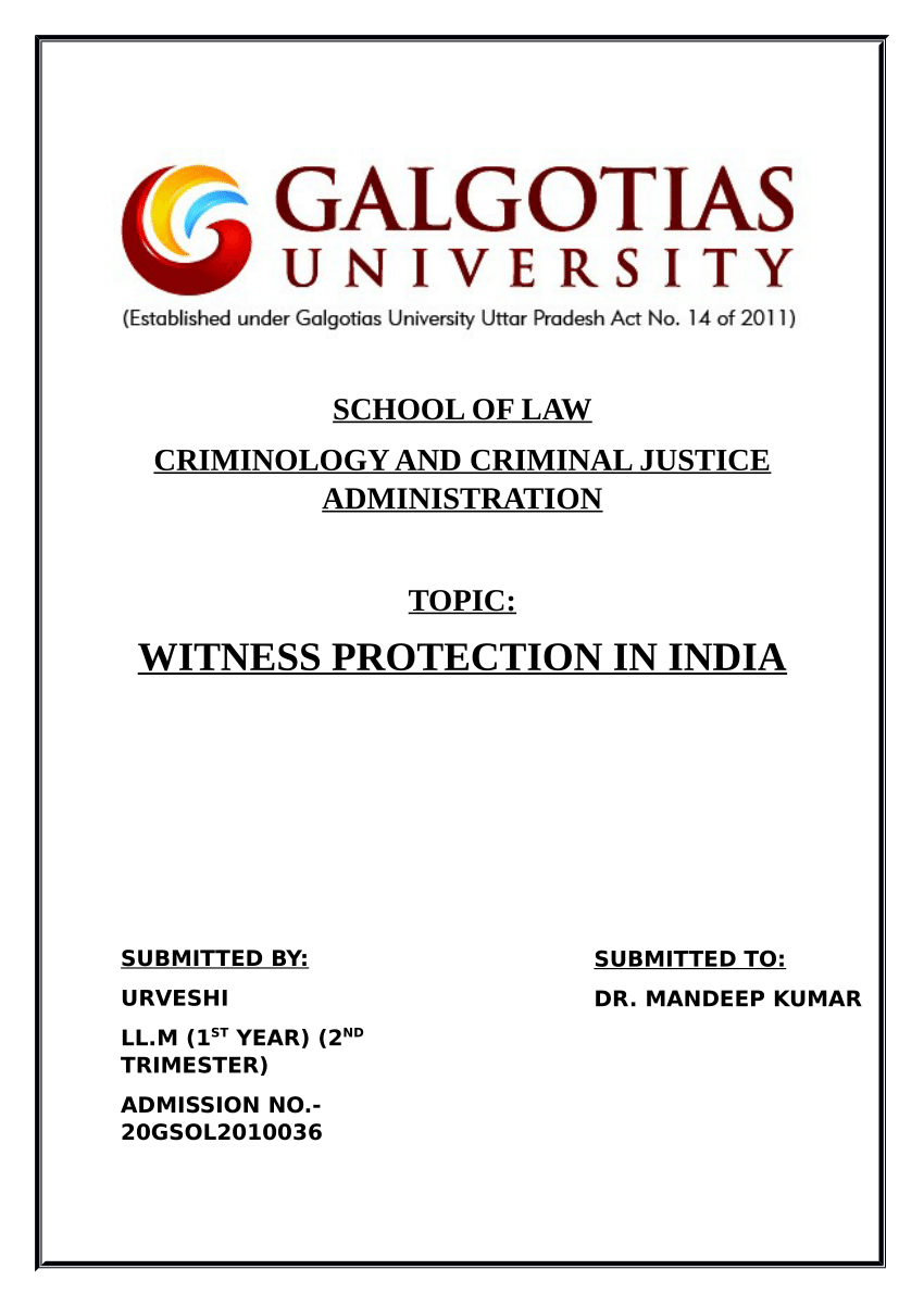 witness protection in india research paper
