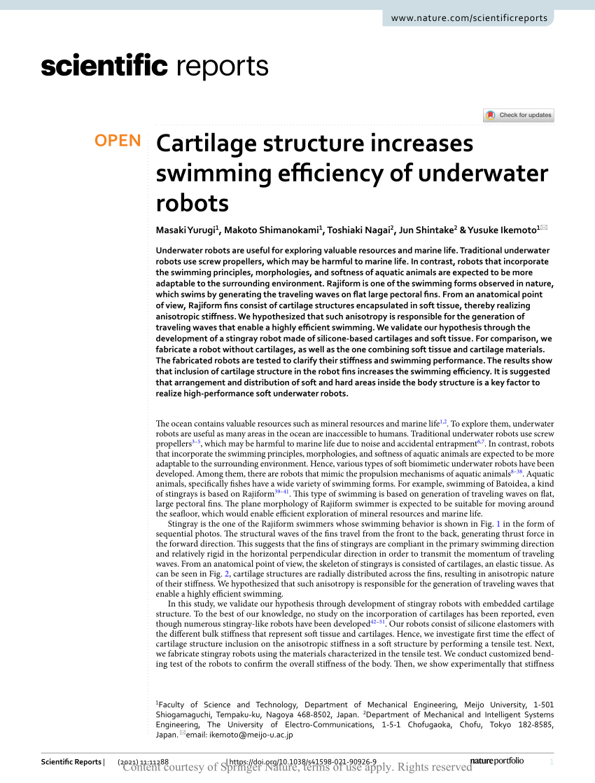 PDF) Cartilage structure increases swimming efficiency of