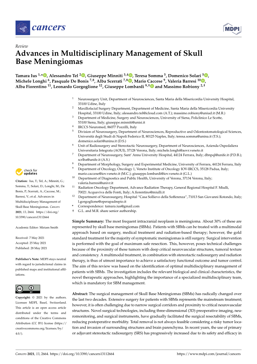 PDF Advances in Multidisciplinary Management of Skull Base