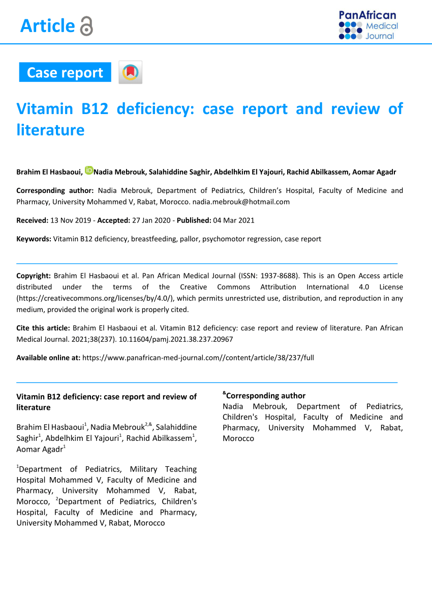 case study of vitamin b12 deficiency