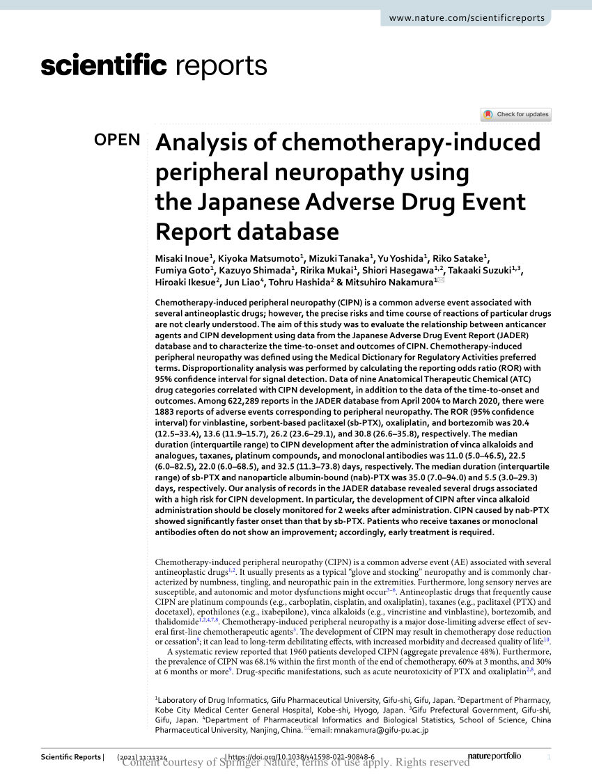 PDF) Analysis of chemotherapy-induced peripheral neuropathy using